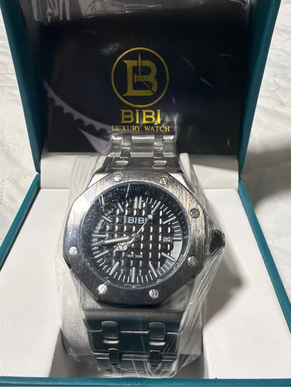 BiBi Silver Stainless Steel Watch with Black Dial